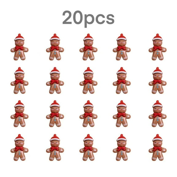 20PCS Christmas Gingerbread Man Ornaments, Mini Festive Decorations for Tree, Wreath, DIY Crafts