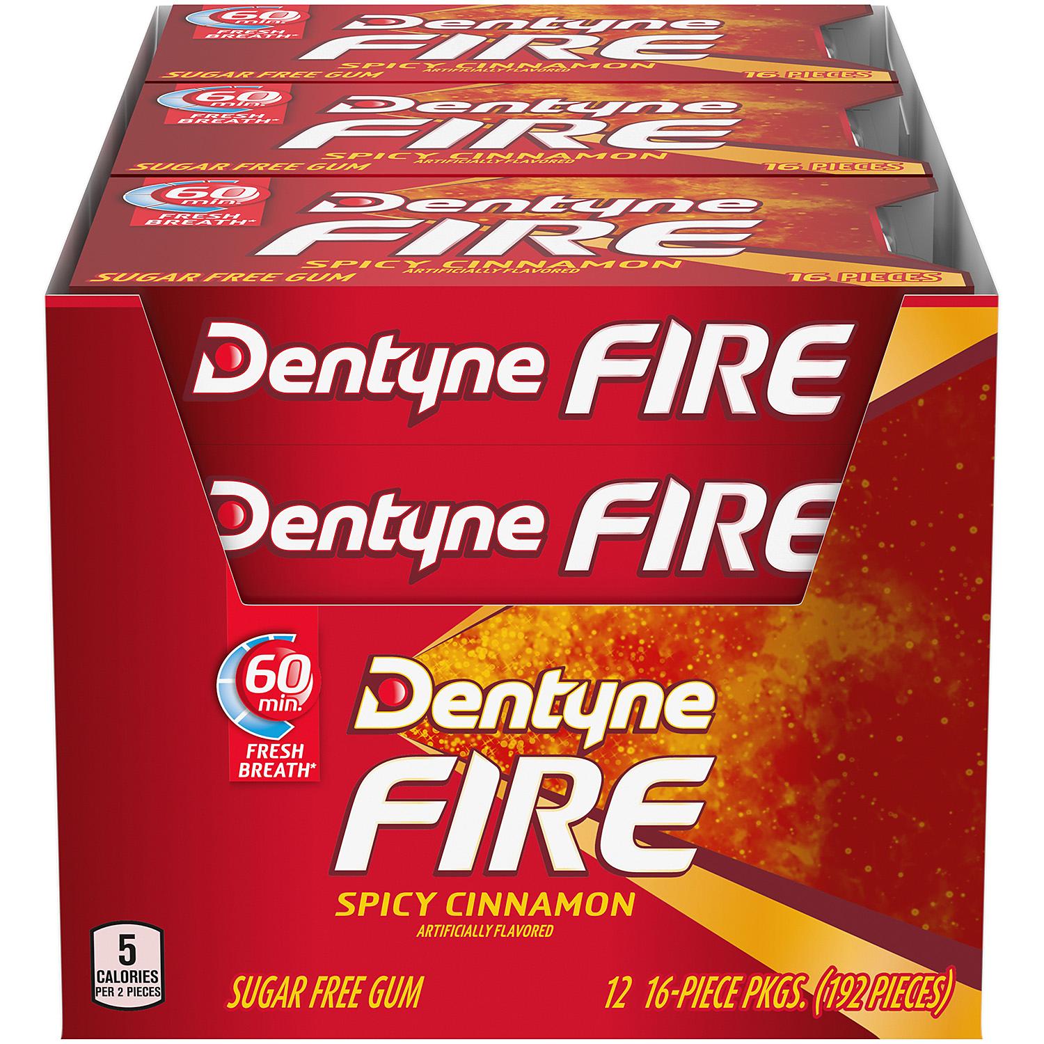 Dentyne Fire Spicy Cinnamon Sugar Free Gum, 12 Packs of 16 Pieces (192