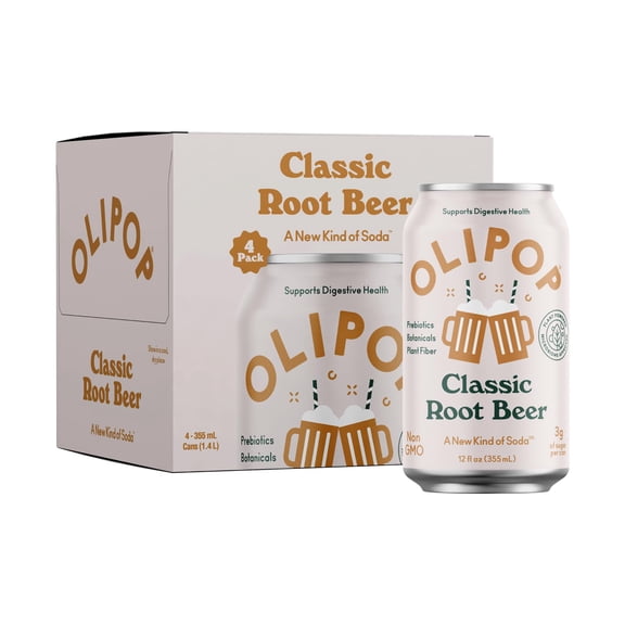 Olipop - Healthy Prebiotic Root Beer Soda - 12 Oz, Case of 6