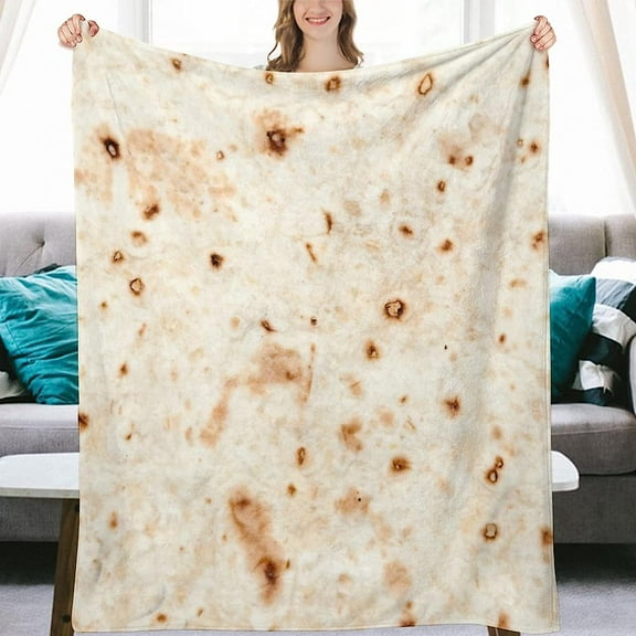 Funny Realistic Food Burritos Tortilla Flannel Fleece Throw Blankets 60x50 Inch Soft Cozy Winter Fall Blanket Cozy Soft Fuzzy Plush Home Decor for Couch Bed Sofa Living Room Bedroom