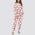 thumbnail image 1 of Conjunto de top y pantalones de poliéster con bolsillos largos y estampado de cuello redondo informal para mujer, 1 of 6