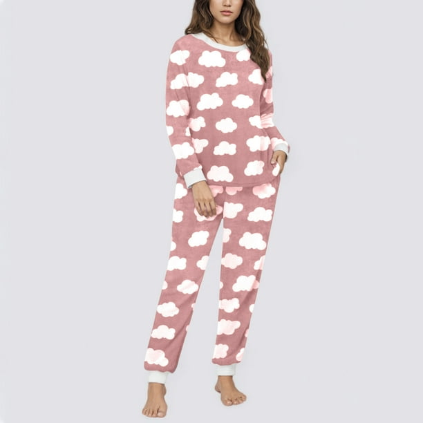Conjunto de top y pantalones de poliéster con bolsillos largos y estampado de cuello redondo informal para mujer