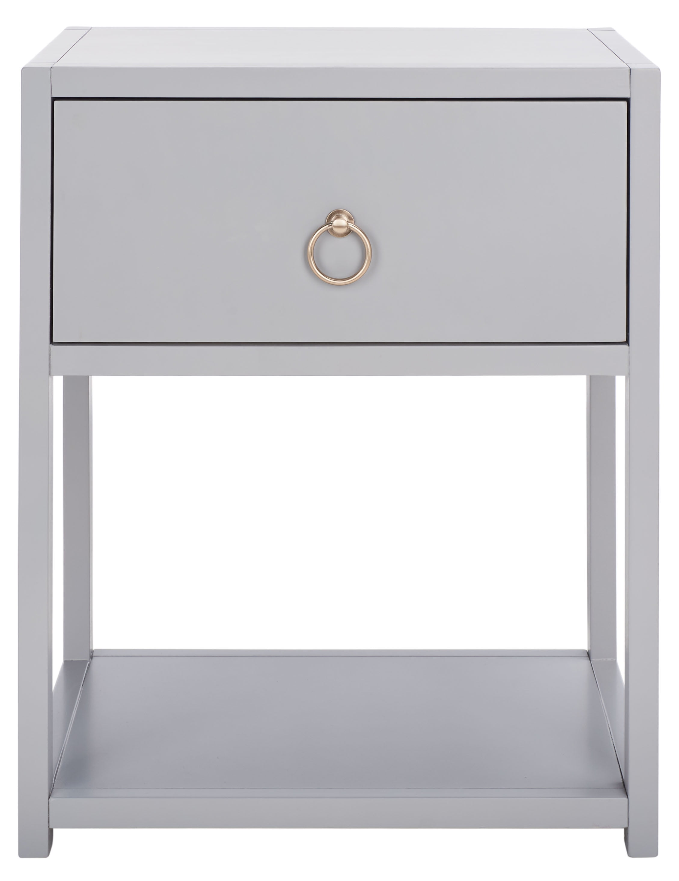 SAFAVIEH Yudi Solid Wood Modern 1 Drawer 1 Shelf Nightstand Grey Walmart