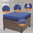 thumbnail image 5 of INTER HUT Canyon Ridge 2PCS Patio Rattan Cushioned Ottoman, Outdoor Wicker Ottomans Footrests for Front Porch, Balcony, Backyard, Yard Deck, Blue, 5 of 8