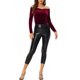 thumbnail image 2 of BLUSA DE VELVET PARA MUJER INSPIRE CHIC, AJUSTE CEÑIDO, MANGAS LARGAS, OFF-SHOULDER, TALLA 3XL BURDEOS, 2 of 7