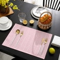 thumbnail image 3 of Pink Geometric Placemats Set of 4, Modern Minimalism Solid Color Striped Placemats for Dining Table, Place Mats for Kitchen Tabletop, Waterproof Wipeable Dining Table Mats Set, 3 of 9