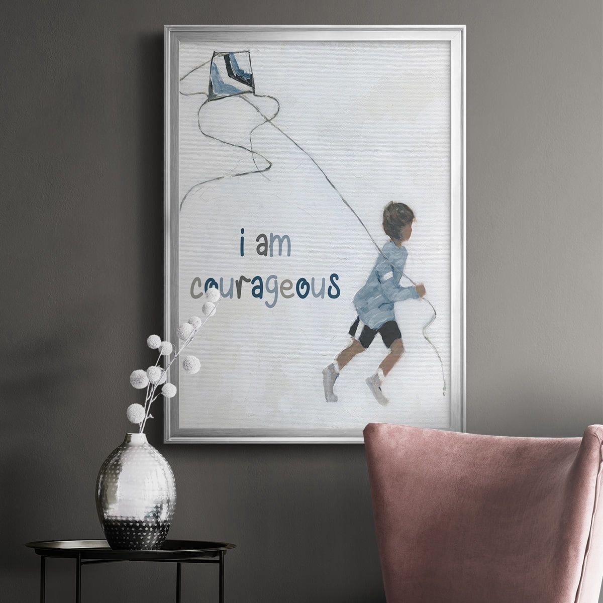 Boy Flying Kite Premium Framed Print - Ready to Hang