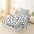 thumbnail image 2 of Homewish Abstract Wavy Stripes Twin Sheets,Contemporary Artwork Bedding,White Black,3pcs,1 Fitted Sheet and 1 Pillowcase, 2 of 6