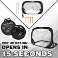 thumbnail image 2 of RUNBOW 3.3x2.2ft Pop Up Portable Soccer Goal for Kids Children's Soccer Net Outdoor Fun in Backyard and Beach（3.3x2.2ft, Black，1 Pack）, 2 of 7