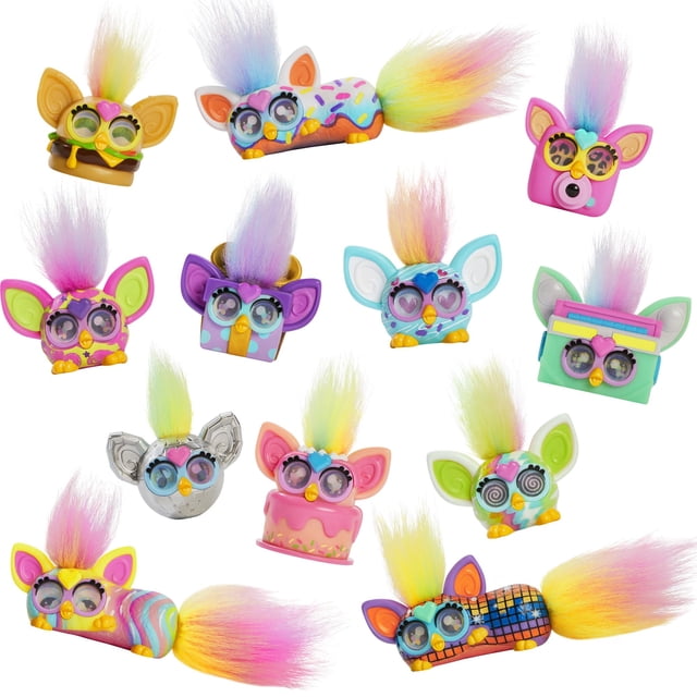 Figuras de juguete Furby Minis, paquete de 12 unidades, pequeños objetos coleccionables de 2,54 cm