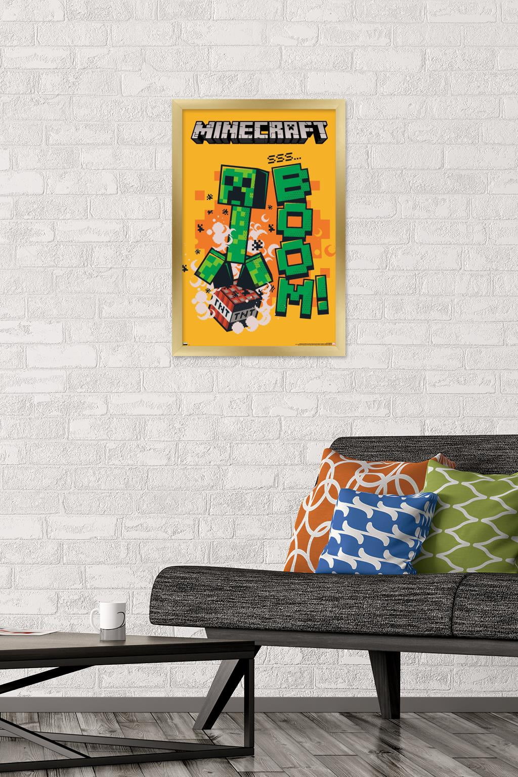 Minecraft - Creeper Boom Wall Poster, 14.725" x 22.375", Framed