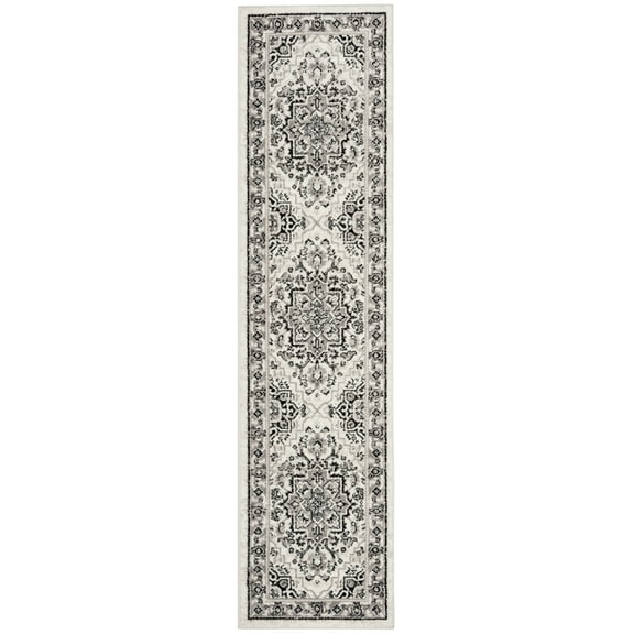 SAFAVIEH Skyler Boniface Medallion Runner Rug, Grey/Ivory, 2' x 16'