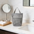 thumbnail image 3 of Grey Polyester Mesh Bath Bag Portable Toiletries Travel Storage With Zipper And Handle For Outdoor Business Trips 10.24X9.06 Inches, 3 of 7