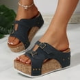 thumbnail image 6 of CQONEPT Tassel Sandals Women Wedge Shoes: Comfortable Womens Orthopedic Sandal Dressy Summer Flip Flops Fashion Walking Wedges with Adjustable Navy Size 10, 6 of 8