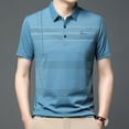 thumbnail image 4 of Men's Summer Ice Silk Lapel Casual Stripe Printed POLO Shirt, 4 of 8