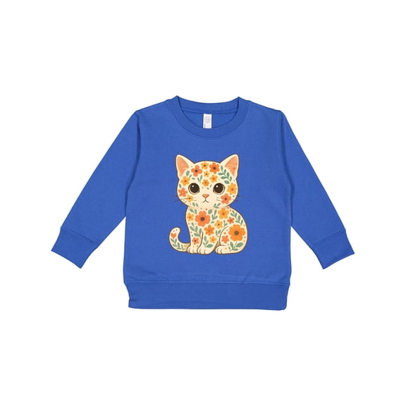 Inktastic Retro Kitty Cat Flowered Toddler Sweatshirt