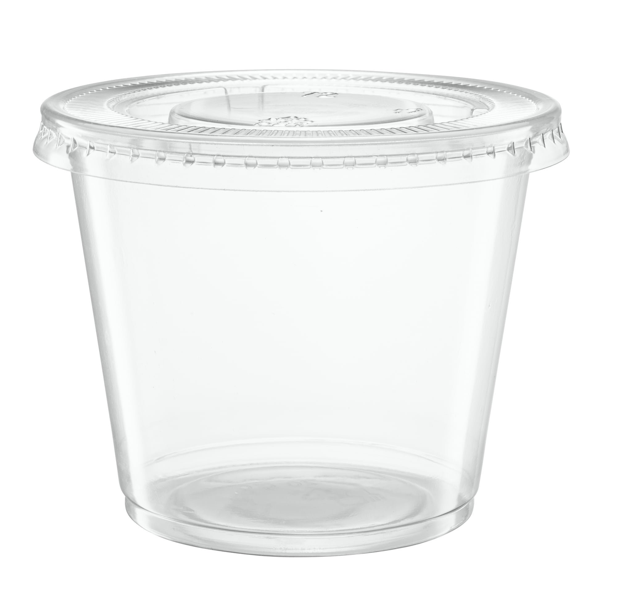Turbo Bee 100 Sets 1oz Portion Cups with Lids, Small Plastic Cups