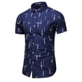 thumbnail image 2 of Mens Polos Shirts Tank Tops Short Sleeve Print Casual Collared Neck Summer Blouse Tees #298 Navy, 2 of 5
