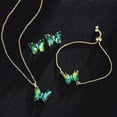 thumbnail image 4 of GMGYQ conjunto de joyería romántica para mujer, pulsera, collar, pendientes, Material de vidrio de mariposa, accesorios de vestido de cena de boda, 4 of 4