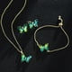 thumbnail image 4 of GMGYQ conjunto de joyería romántica para mujer, pulsera, collar, pendientes, Material de vidrio de mariposa, accesorios de vestido de cena de boda, 4 of 4