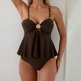thumbnail image 7 of GIPQJK Women's Tankini Swimsuits Tummy Control 2 Piece Swim Suit Summer Flowy Adjustable Strappy Swimwear Top with Bottom,Coffee XL, 7 of 7