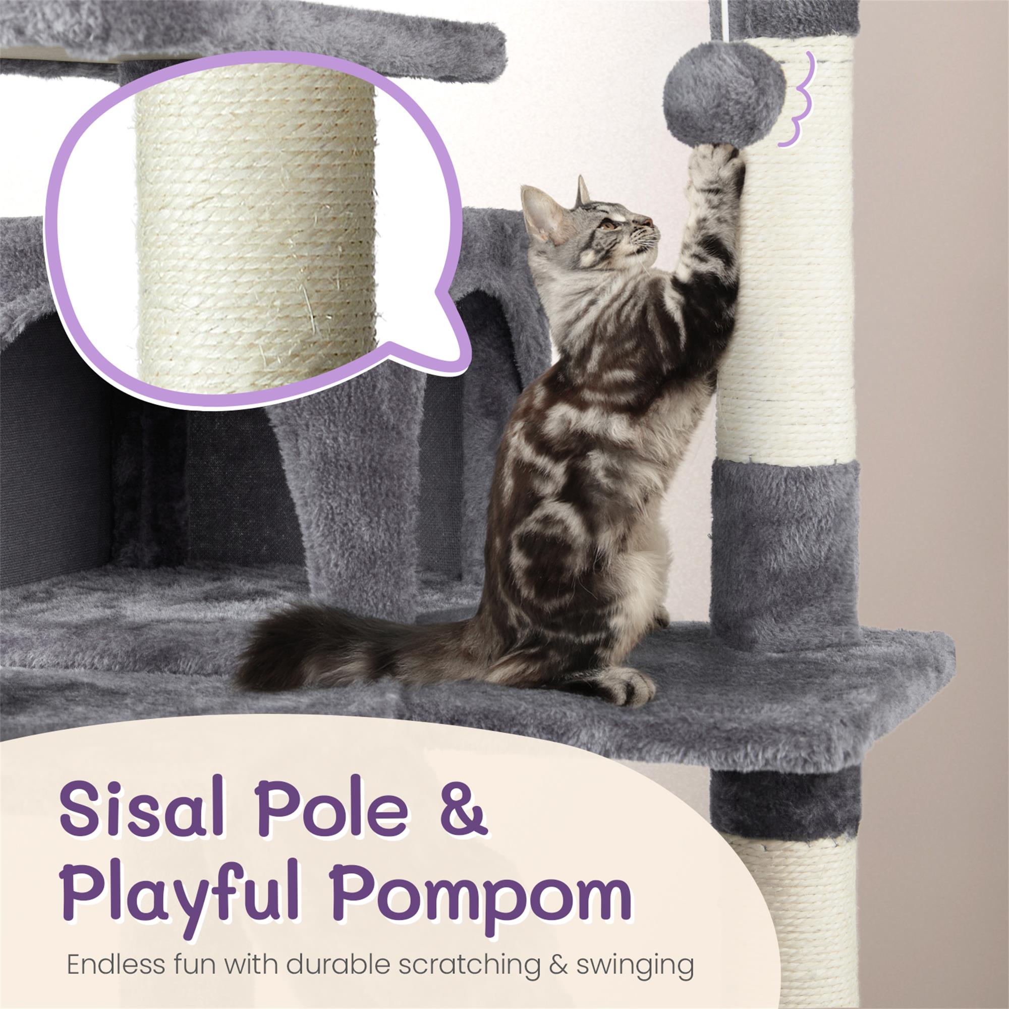 Kadyn 53" Cat Tree Tower with Scratch Post for Kittens, Cat Condo Furniture Pet House Play, Gray