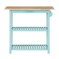 thumbnail image 4 of Pemberly Row Three-Tier Butcher Block Kitchen Prep Island w/Drawer in Blue Wood, 4 of 10