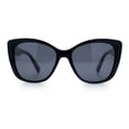 thumbnail image 4 of Womens Polarized Classic Oversized Chic Cat Eye Plastic Fashion Sunglasses All Black, 4 of 8