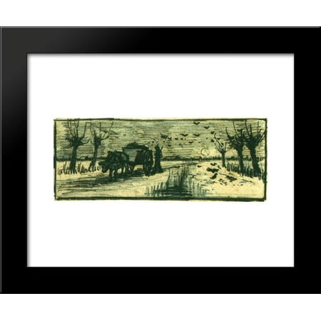 Oxcart in the Snow 20x24 Framed Art Print by Vincent van Gogh