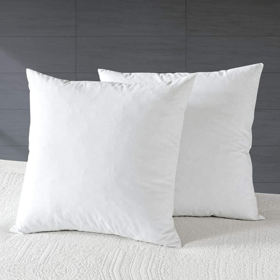 Organic 16x16 Feather Down Throw Pillow Inserts Set of 2, 100% Cotton Fabric, Soft Fluffy Square Decorative Pillow Form Core for Sofa, Bed, Couch, Cushion Sham Stuffer
