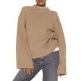thumbnail image 2 of Women'S Long Sleeve Ribbed Knit Loose Pullover Sweater Tops Fuzzy Knit Casual Chunky Fall Outfits Clothes Khaki S, 2 of 9