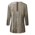 thumbnail image 5 of HKEJIAOI Chemises à Manches 3/4 pour Femmes Col Rond Imprimé Floral Tops d'Été, 5 of 5