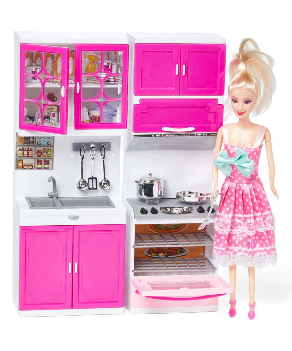 Kitchen Full Deluxe Kit Battery Operated Toy Doll Kitchen Playset w