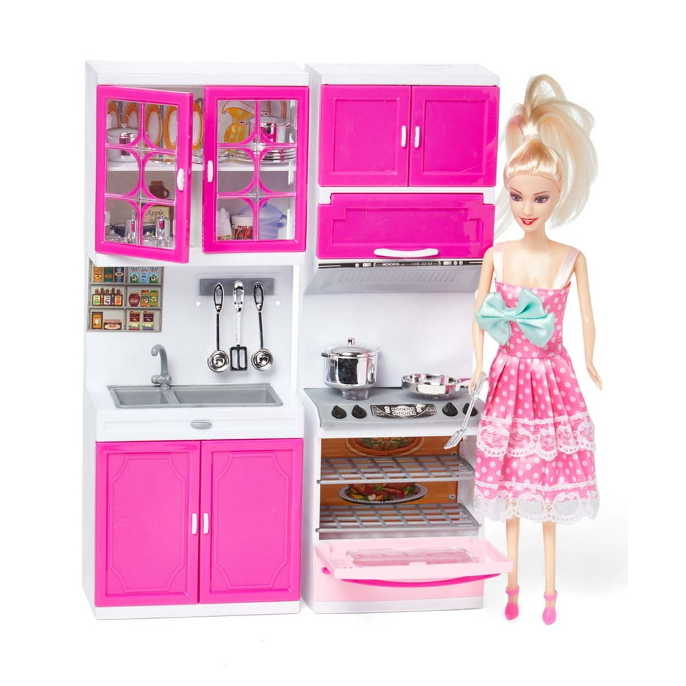 Kitchen Full Deluxe Kit Battery Operated Toy Doll Kitchen Playset w