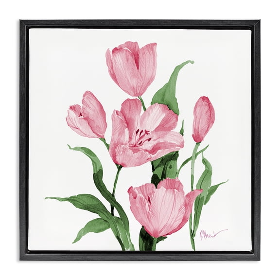 Stupell Industries Province Tulips in Pink Black Framed Floater Canvas Wall Art design by Paul Brent, 18 x 18