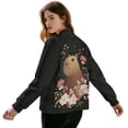 thumbnail image 3 of DISNIMO Capybara Floral Printed Sweatshirts for Women Long Sleeve Jackets V Neck Outwear Fall Winter Clothes, 3XL, 3 of 7