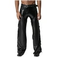 thumbnail image 1 of Moggemol Men Western Motorcycle Cowboy Faux Leather Fringed Chap Pants for Halloween Party Rave Black 3XL, 1 of 7