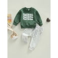 thumbnail image 2 of goowrom Ensemble 2 Pcs pour Bébé Garçon, Chandails en Molleton à Manches Longues Col Rond Imprimé Lettre de Rugby + Ensemble Pantalon Long Couleur Unie, 2 of 9