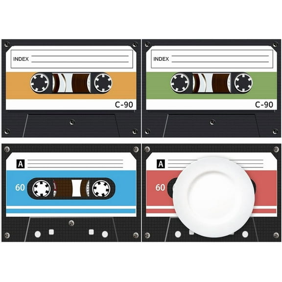 LERPBKM 60 pack Placemats Paper Placemats Disposable 16x 11 inch 70s 80s 90s Cassette Hip Hop Paper Table Mats for Birthday Party Home Kitchen Table Decoration