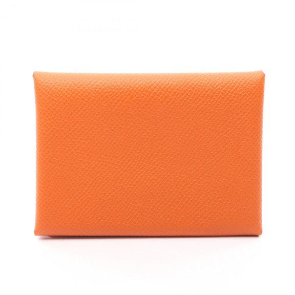 Pre-Owned Hermes Calvi Duo Wallet - Coin Purse Leather Calfskin (Cowhide) Veau Epsom Women's...