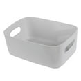 thumbnail image 1 of Conteneur de Rangement Surface Lisse Design Poignée Couleur Unie Bac de Rangement en Plastique Polyvalent pour Chambre, 1 of 10