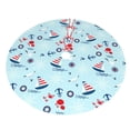 thumbnail image 3 of Kll 30" Christmas Tree Skirt Sailboats Anchors Xmas Tree Skirts Mat For New Year Xmas Holiday Party Indoor Outdoor Home Decoration, 3 of 9