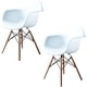 thumbnail image 1 of Set de 2 Sillas Replica Estilo Eames con Brazos Grupo Microtec Blanca Pata Madera Comedor Oficina Sala Cocina o Jardin Plastico Grueso Grupo Microtec Daw Daw, 1 of 5