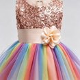 thumbnail image 5 of Toddler Girls Sparkly Sequin Rainbow Tulle Dress Soft Cotton Lining Flower Waist Princess Gown for Special Occasion Photoshoot Halloween, 5 of 8
