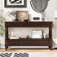 thumbnail image 6 of LKTART 54 inch Farmhouse Console Table, Solid Wood Entryway Table with 6 Drawers and Storage Shelf, Espresso, 6 of 8