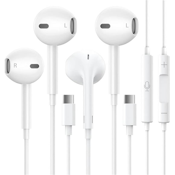 EarPods Headphones with USB-C 3.5mm Wired Ear Buds for iPhone with Control Music, Phone Calls, Volume