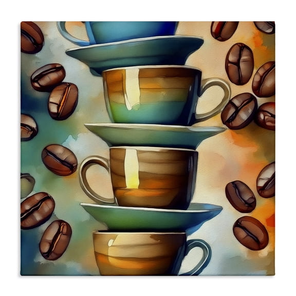 Stupell Industries Bohemian Ceramic Teacups & Coffee Canvas Art, 17 x 17, by Alina Georgescu