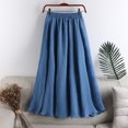 thumbnail image 2 of Fsqjgq Pencil Skirt Boho Skirts for Women Leather Skirt Skirts for Women Summer Summer Cotton Maxi Skirt High Waist Mid Length A Line Loose Elastic Belt Pleated Skirt Versatile White Skirts M, 2 of 3