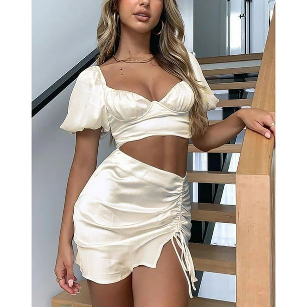 Jupe Courte Taille Haute pour Femmes Jupe Moulante Taille Haute avec Cordon de Serrage Froncee de Qualite Superieure Walmart