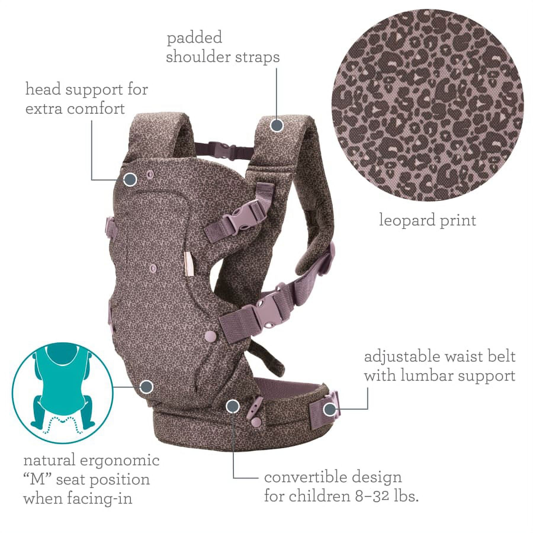 Infantino Flip 4-in-1 Convertible Baby Carrier, 4-Position, Unisex, 8-32lbs, Leopard - image 4 of 13